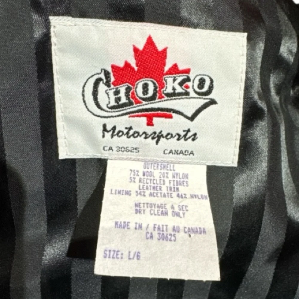 Vintage Snap-On Choko Motorsports Red Wool & Black Leather Men's Jacket Size L